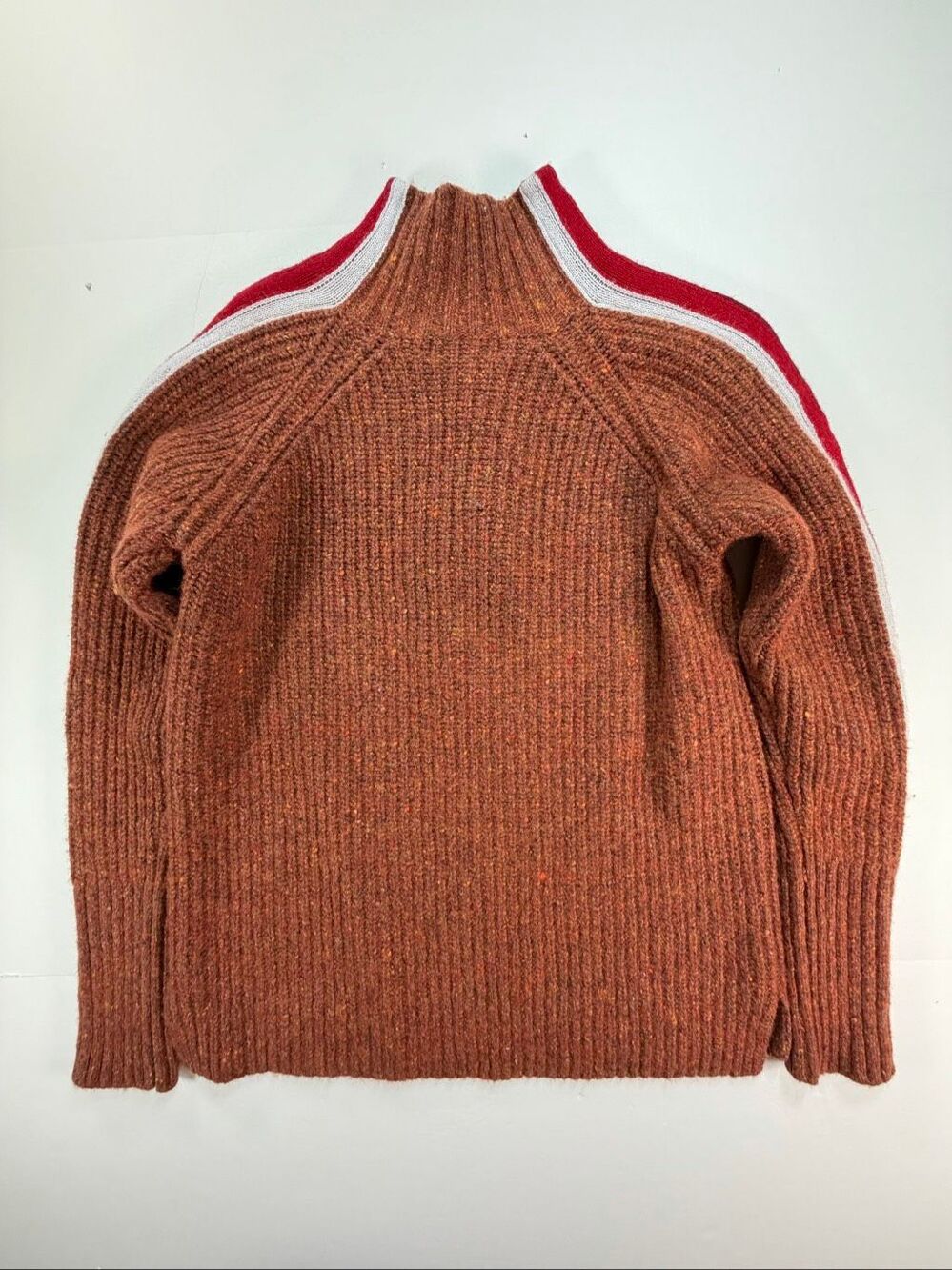 Krimson Klover Snowcat 1/4 Zip Sweater Size Medium Merino Alpaca Rust Stripe Ski - Picture 5 of 11